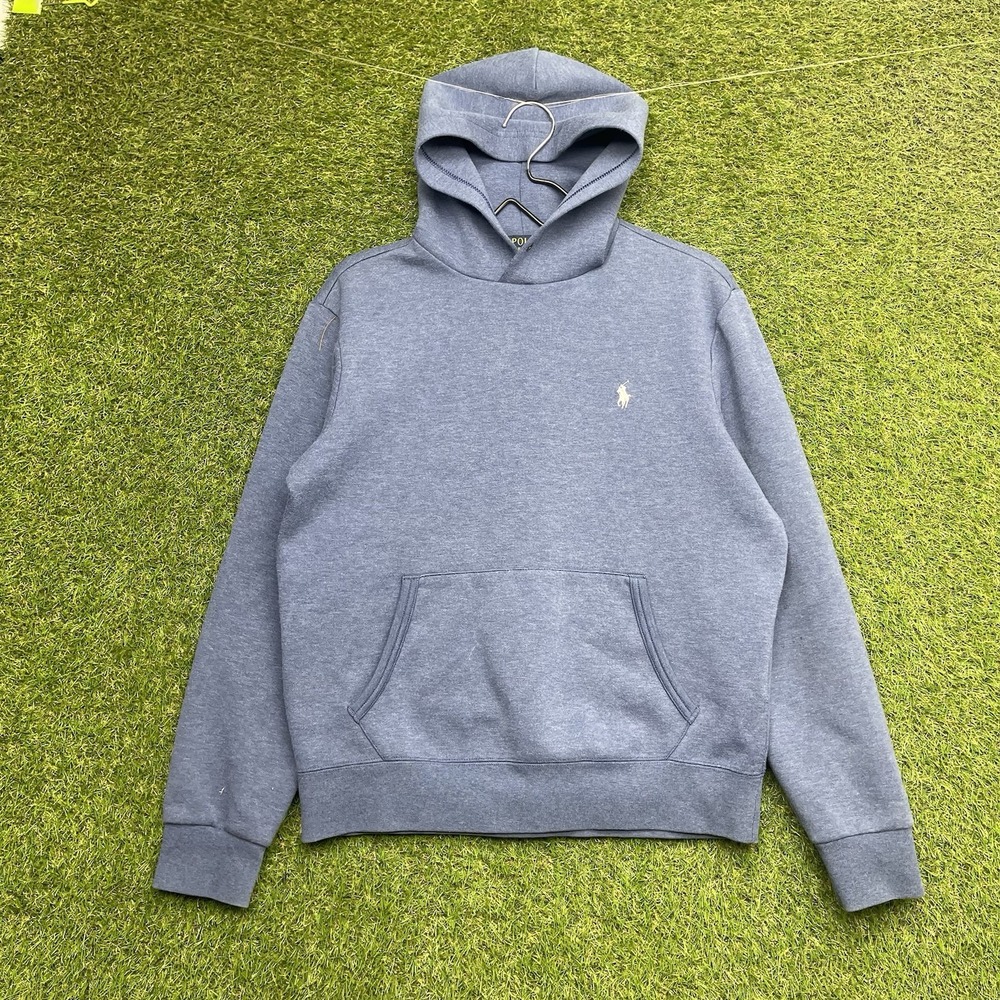 Vintage Polo Ralph Lauren Hoodie Mens Medium Pullover Blue Fleece Casual y2k